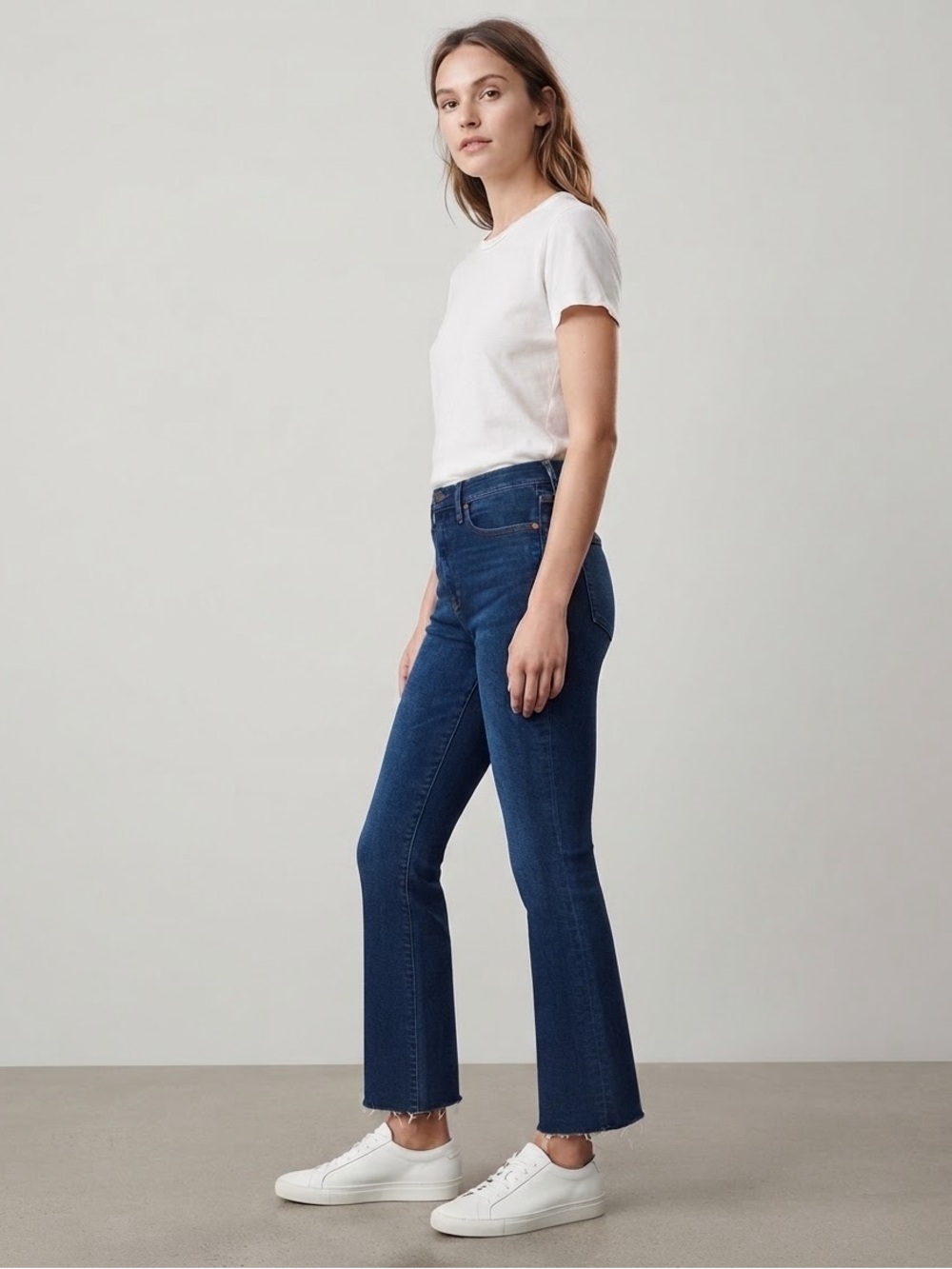 Madewell Skinny Flare Jeans Colleton Wash High Rise Raw Hem Size 32 Inseam 27